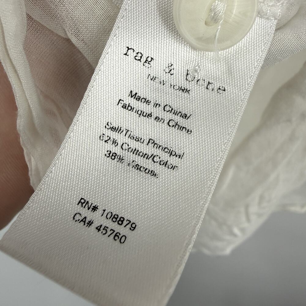 rag & bone Shirt Medium White Sheer Voile Button Up Boxy Long Sleeve Minimalist - Picture 10 of 12